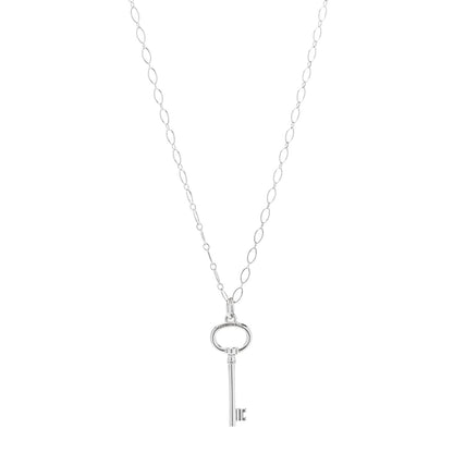 Tiffany Sterling Silver Oval Key Pendant Link Necklace 1 of 5