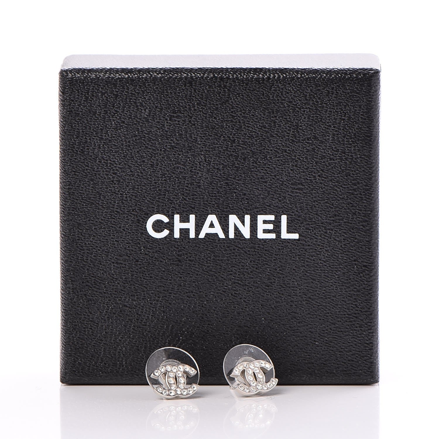 Chanel Crystal Mini Timeless CC Earrings Silver 4 of 4