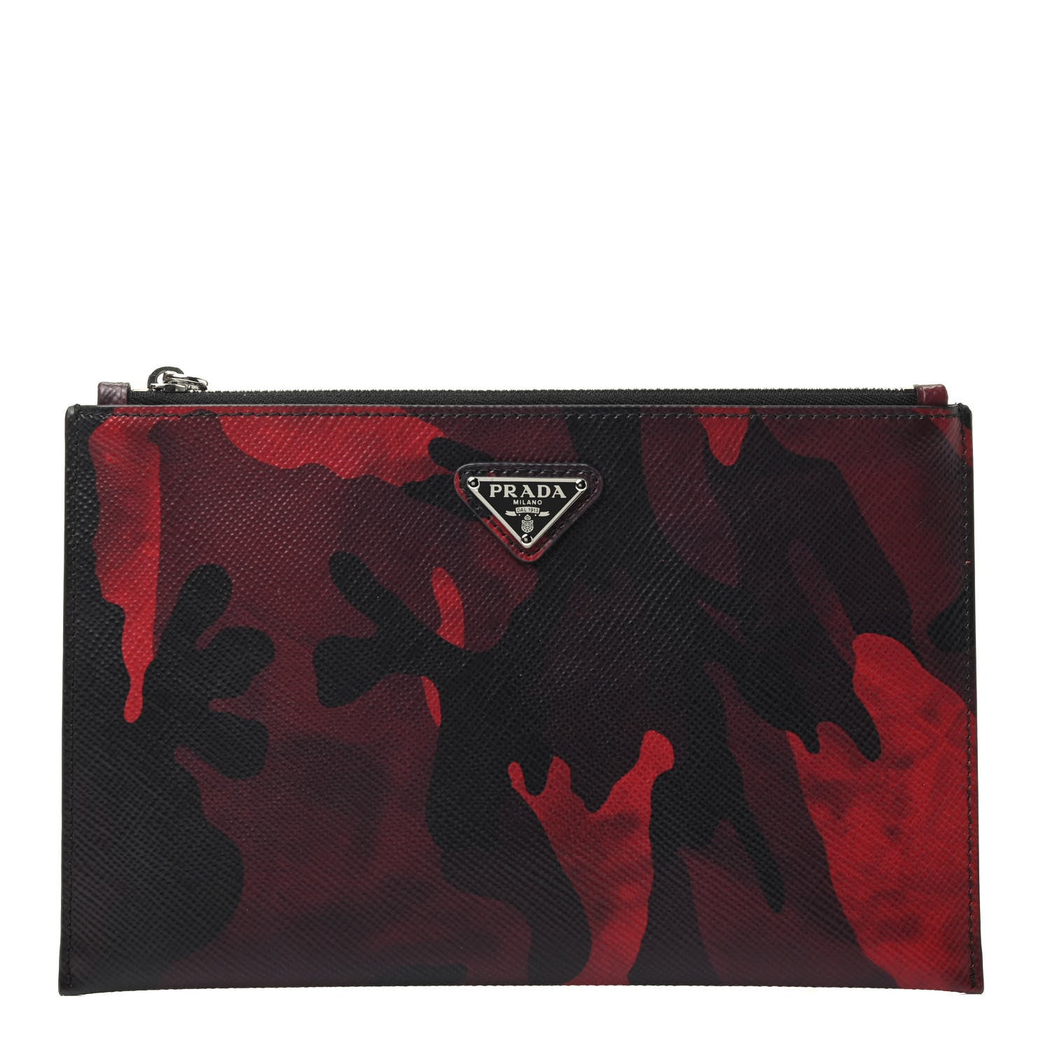 Prada Saffiano Camouflage Flat Pouch Bordeaux 1 of 3
