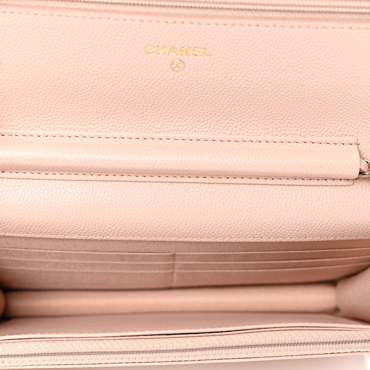 Caviar Quilted Enamel Wallet on Chain WOC Light Pink