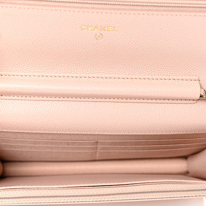 Chanel Caviar Quilted Enamel Wallet on Chain WOC Light Pink 5 of 9