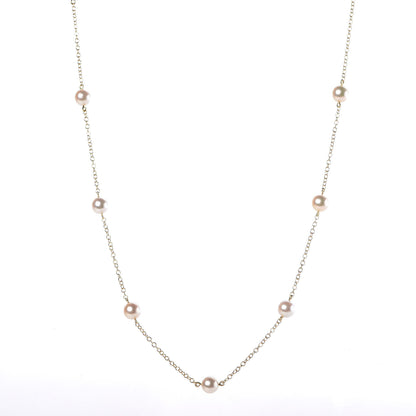 Mikimoto 18K Yellow Gold Akoya Pearl 5.5mm Station Necklace 1 of 5