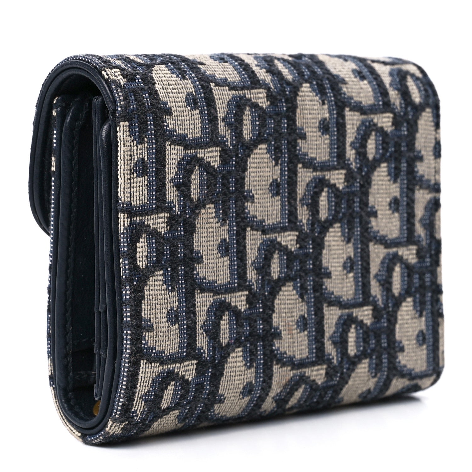 Christian Dior Oblique Saddle Lotus Wallet Blue 3 of 15
