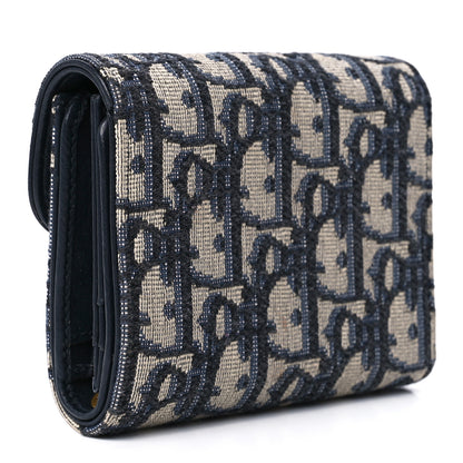 Christian Dior Oblique Saddle Lotus Wallet Blue 3 of 15
