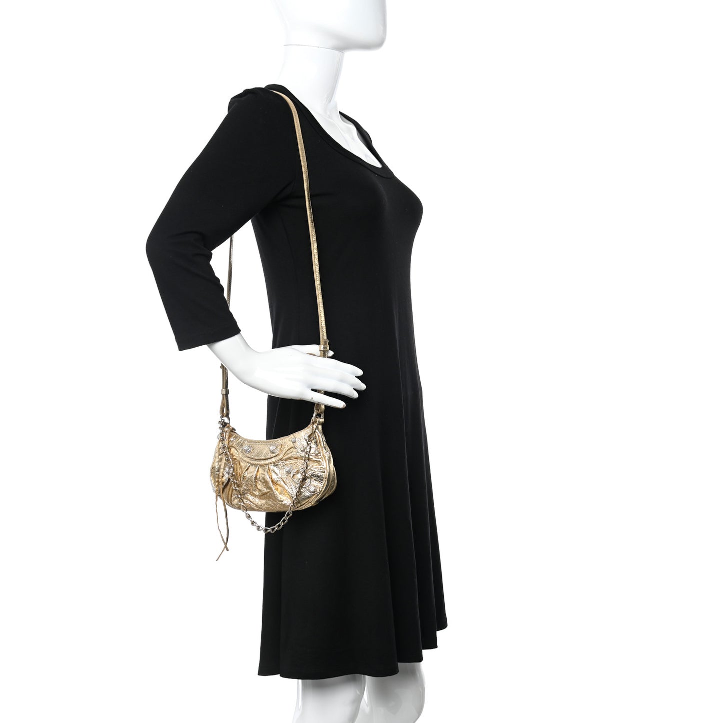 Metallic Arena Agneau Crystal Le Cagole Mini Purse With Chain Gold