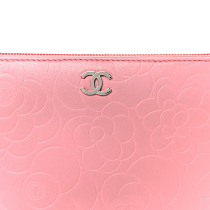 Chanel Lambskin Camellia Embossed Zip Around Organizer Wallet Pink 9 of 11