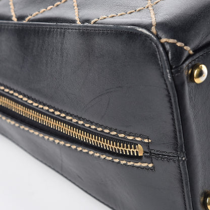 Chanel Calfskin Wild Stitch Top Handle Bag Black 17 of 21