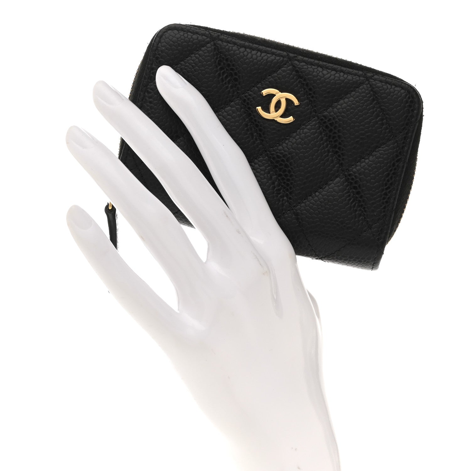 Chanel Caviar Quilted Zip Coin Purse Black 2 of 10