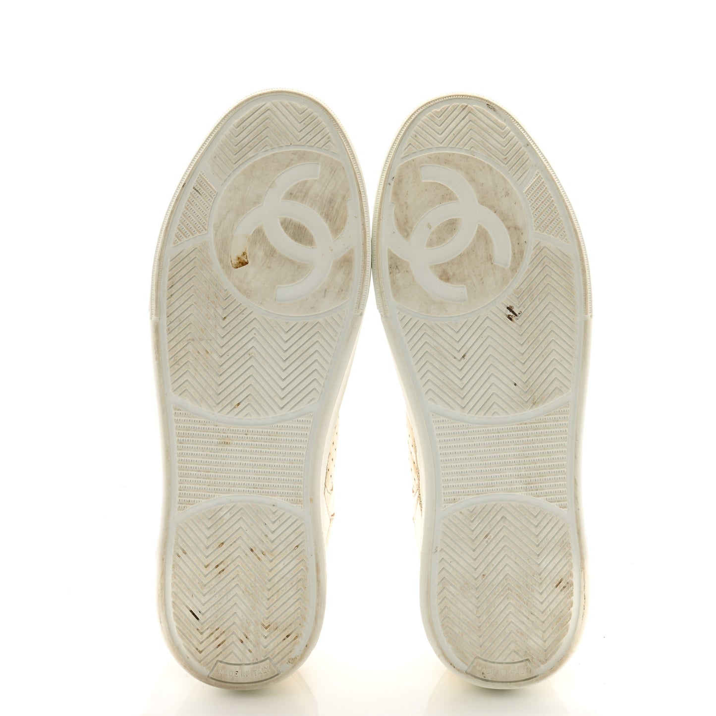 Laminated Calfskin CC Womens Sneakers 38 Golden