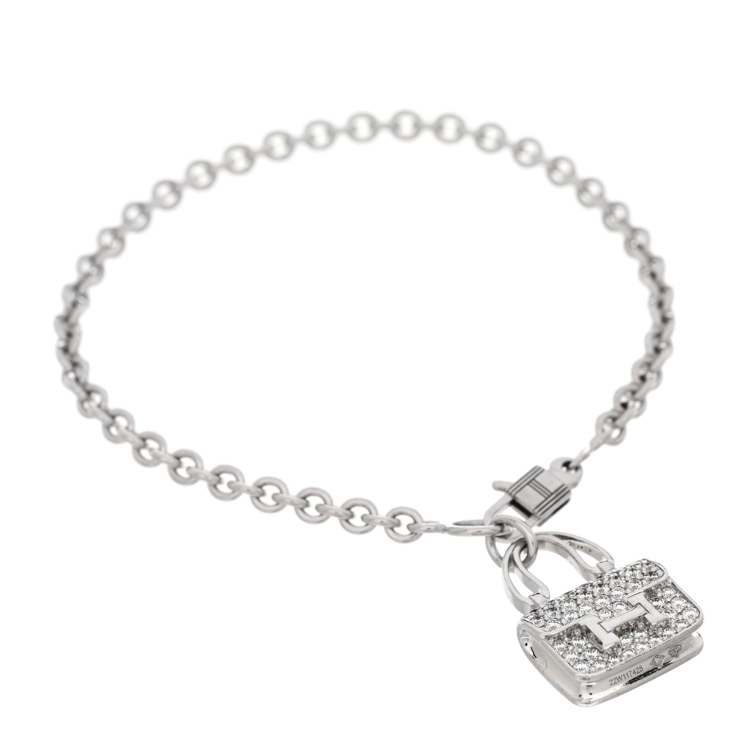 Hermes 18K White Gold Diamond Constance Amulettes Bracelet SH 1 of 4