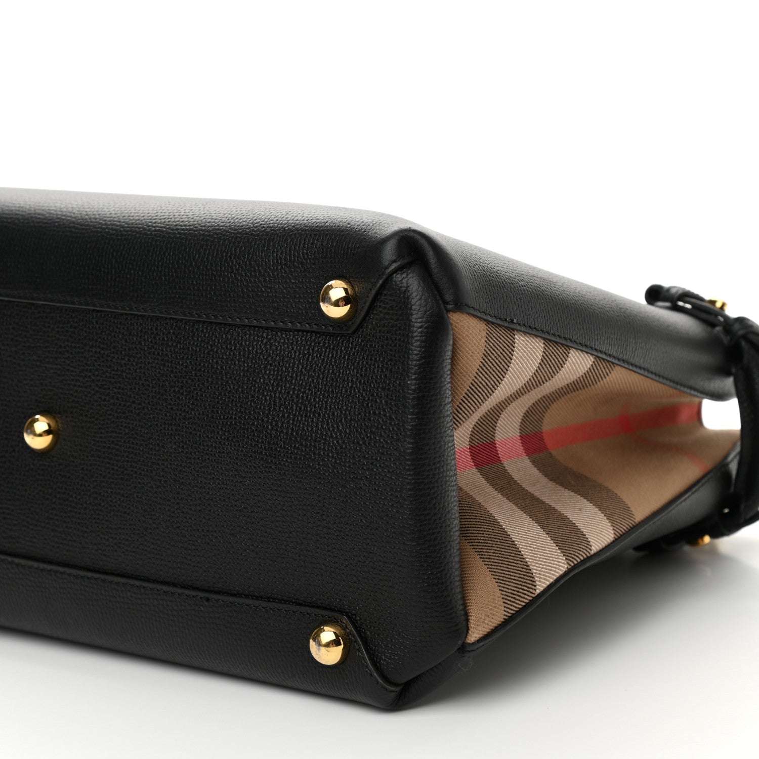 Burberry Derby Calfskin House Check Medium Banner Tote Black 9 of 9