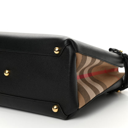 Burberry Derby Calfskin House Check Medium Banner Tote Black 9 of 9