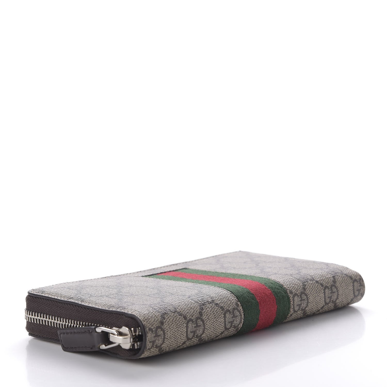 Gucci GG Supreme Monogram Web Zip Around Wallet Beige Cocoa 4 of 7