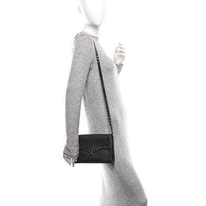 Valentino Garavani Pebbled Calfskin Monochrome Medium Rockstud Flip Lock Crossbody Bag Black 2 of 9