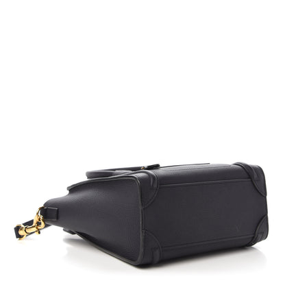 Celine Drummed Calfskin Nano Luggage Navy Blue 4 of 10
