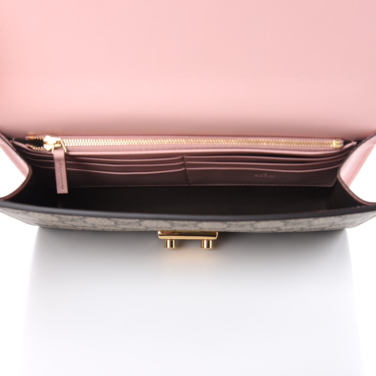 GG Supreme Monogram Calfskin Padlock Clutch Beige Perfect Pink