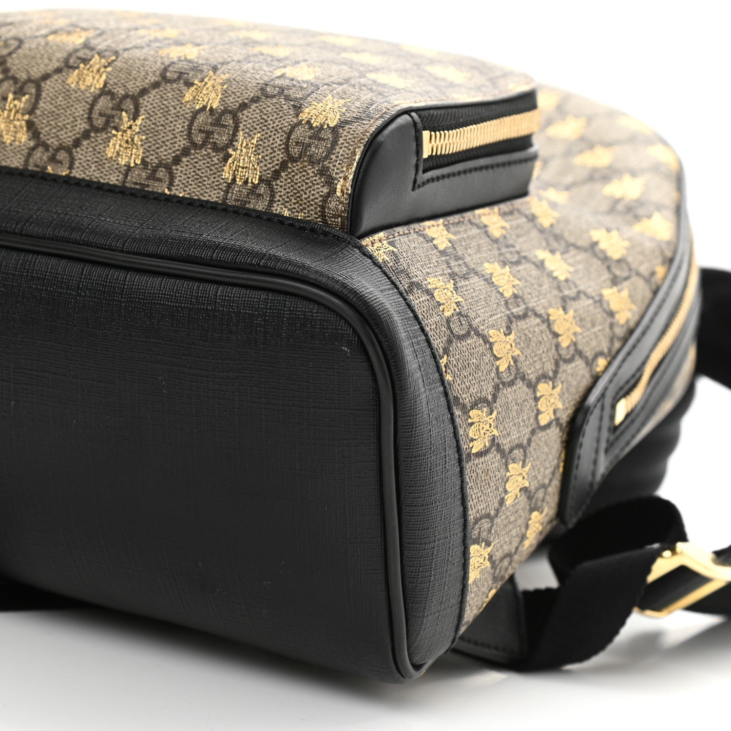 Gucci GG Supreme Monogram Bees Print Small Day Backpack Beige Oro Black 10 of 13