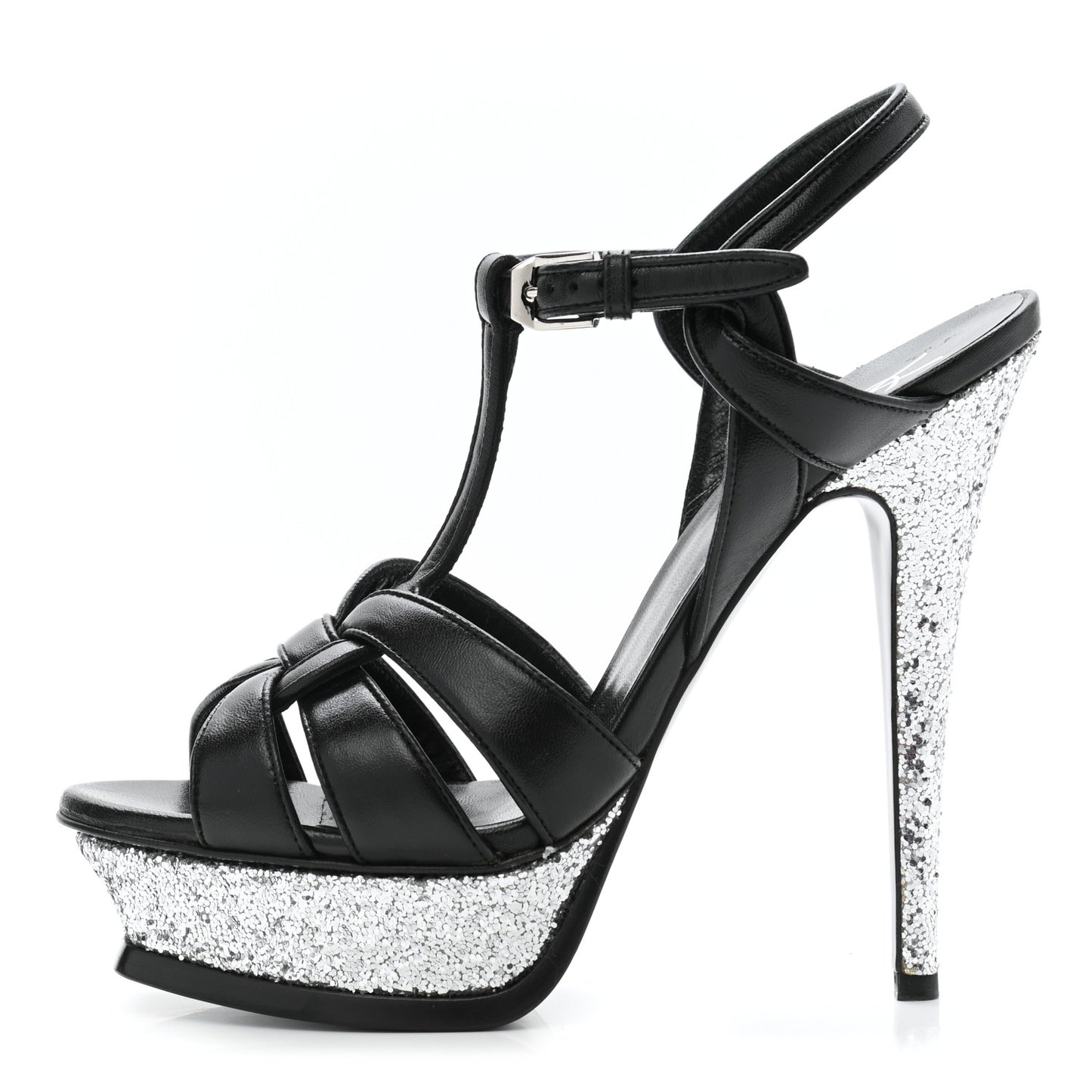 Nappa Glitter Tribute Sandals 37 Black Argento