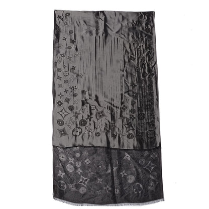 Louis Vuitton Silk Acetate Monogram St Petersbourg Stole Black Grey 3 of 7