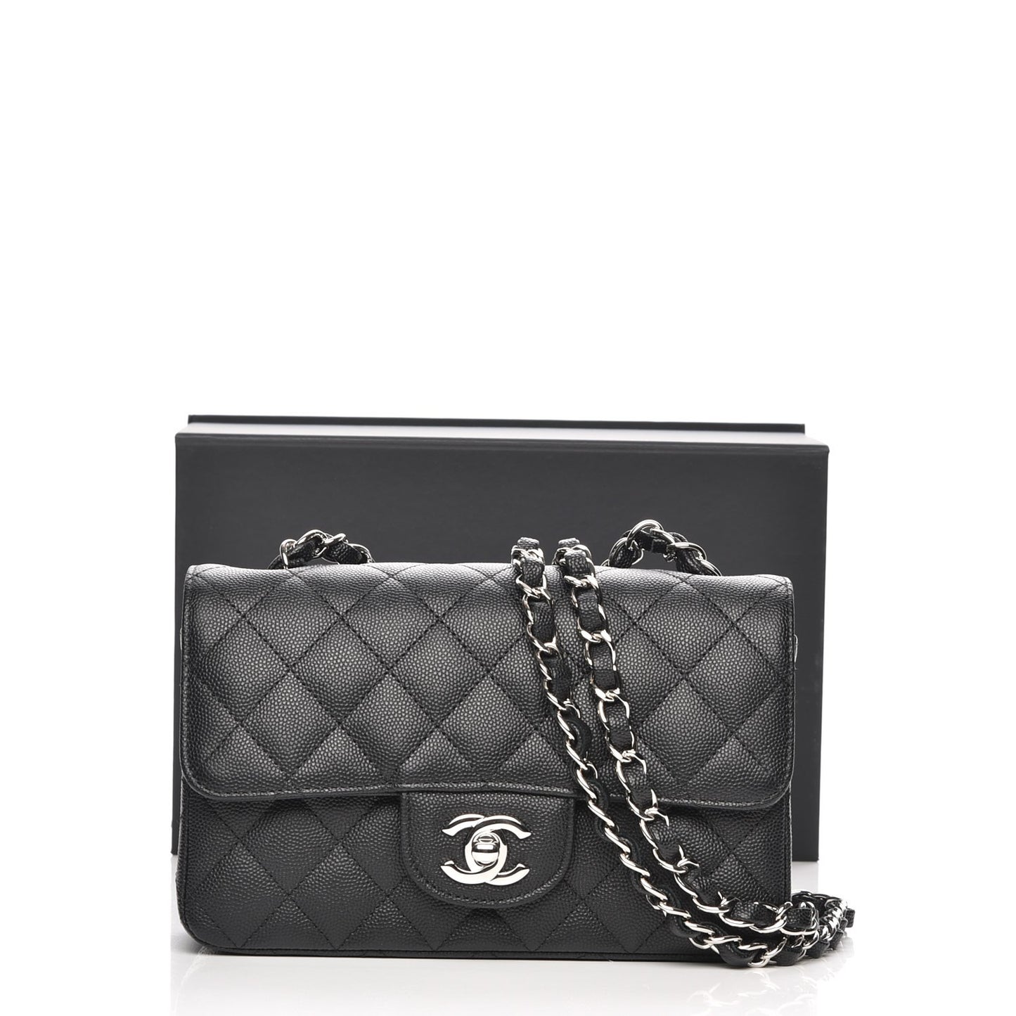 Caviar Quilted Mini Rectangular Flap Black