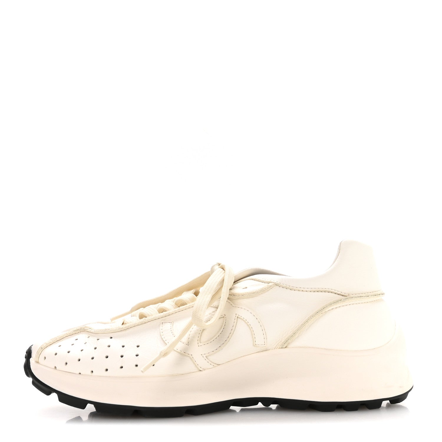 Chanel Calfskin Perforated CC Sneakers 38 White 1 of 8