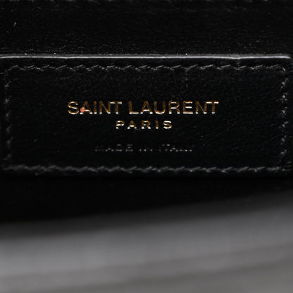 Saint Laurent Grain De Poudre Textured Mixed Matelasse Triquilt Medium Monogram Satchel Black 6 of 10