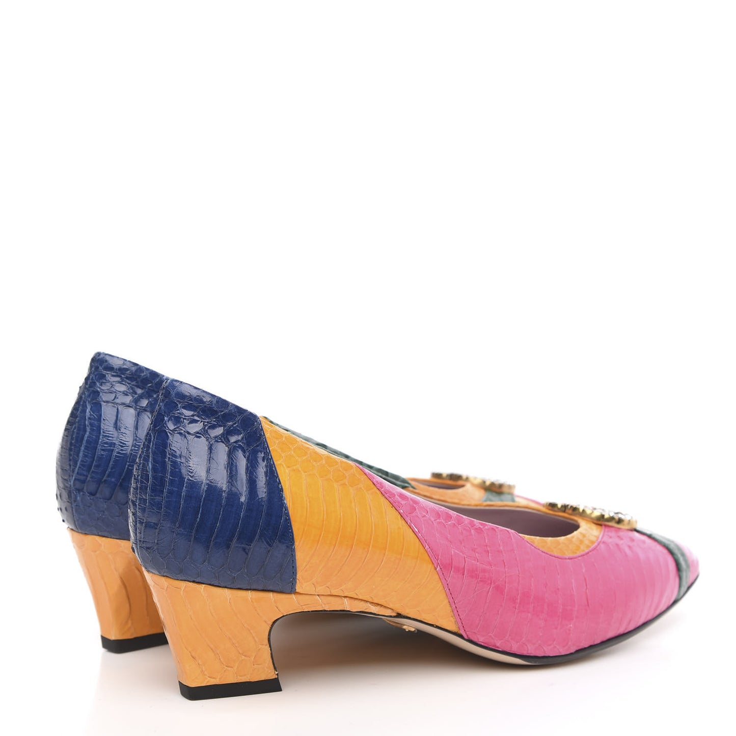 Snakeskin Crystal Double G Pumps 39 Multicolor