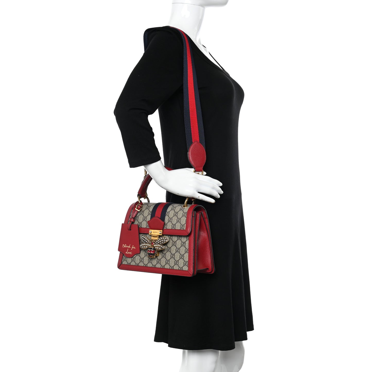 GG Supreme Monogram Small Queen Margaret Top Handle Bag Red