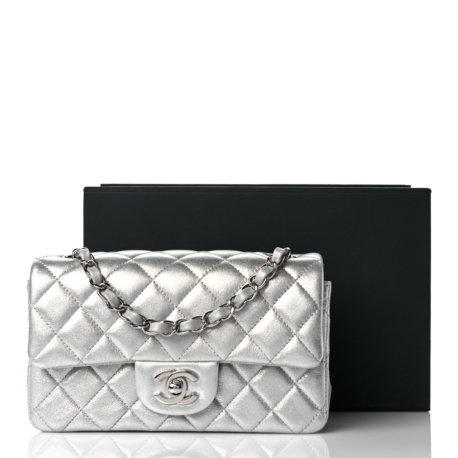 Chanel Metallic Lambskin Quilted Mini Rectangular Flap Silver 11 of 11