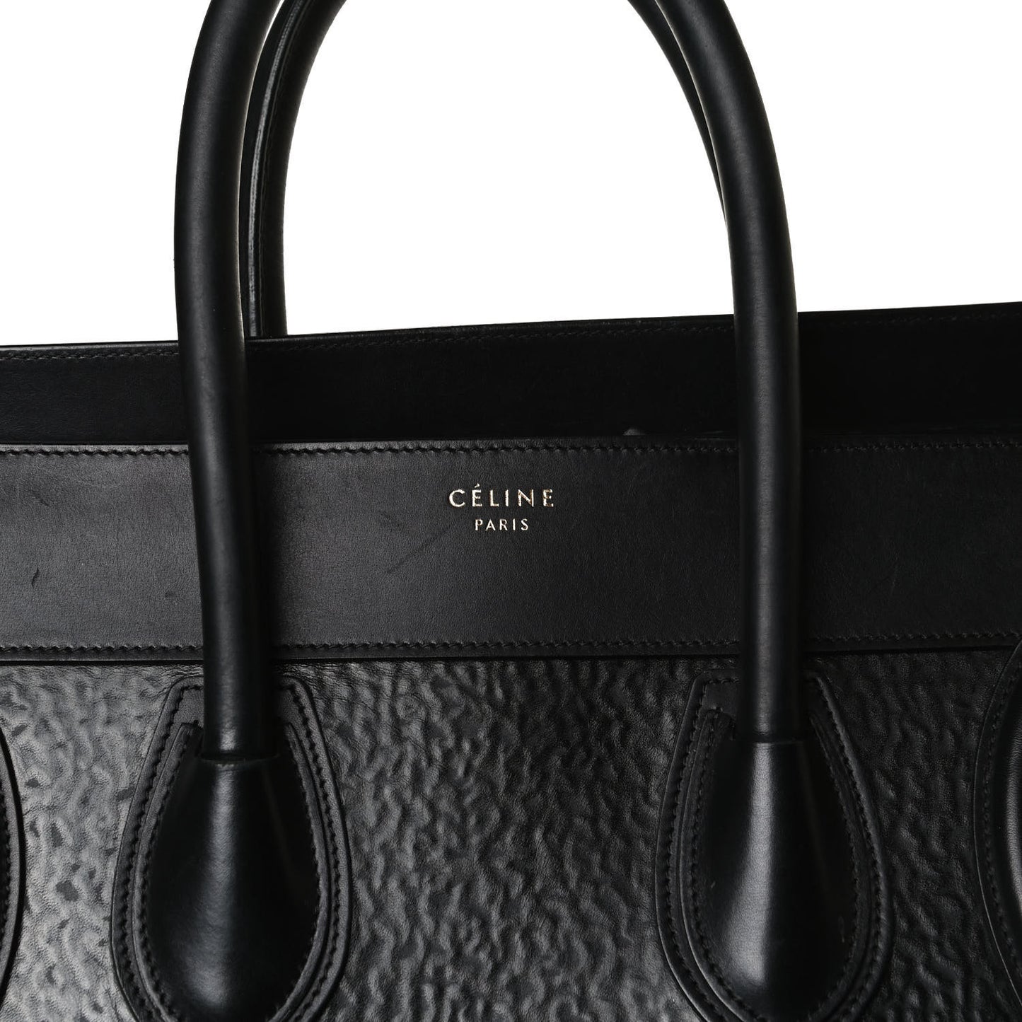 Calfskin Astrakhan Embossed Mini Luggage Black