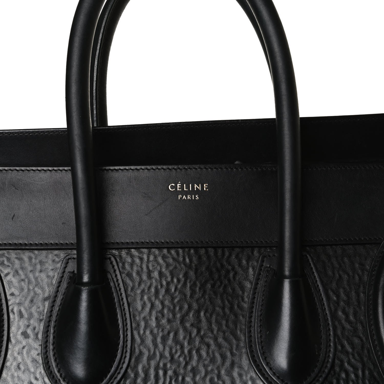Celine Calfskin Astrakhan Embossed Mini Luggage Black 11 of 22