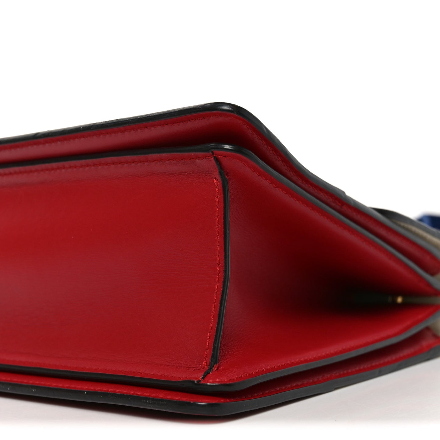 Calfskin Sylvie Web Small Queen Margaret Top Handle Bag Hibiscus Red Mystic White