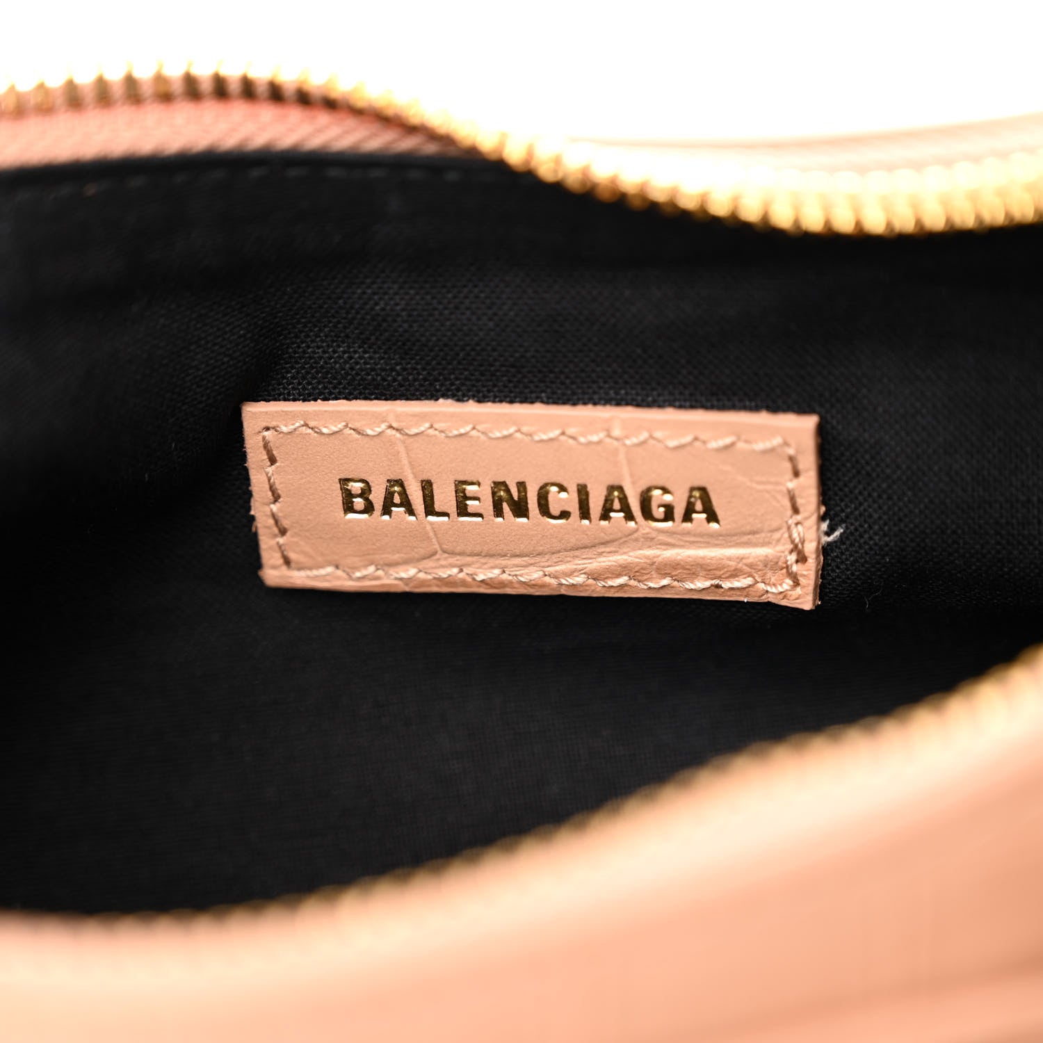 Balenciaga Extra Supple Calfskin Crocodile Embossed Le Cagole Shoulder Bag XS Nude Beige 6 of 10
