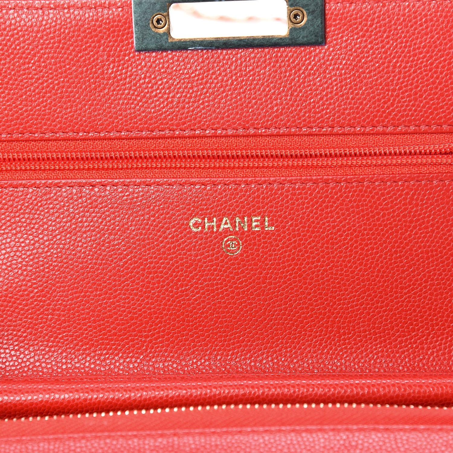 Chanel Caviar Quilted Golden Class Wallet On Chain WOC Red 8 of 11