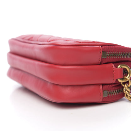 Gucci Calfskin Matelasse Mini GG Marmont Chain Crossbody Bag Hibiscus Red 7 of 8