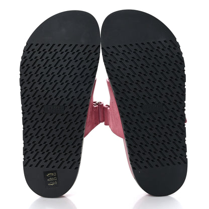 Hermes Suede Goatskin Womens Chypre Sandals 37.5 Rose Aphrodite 5 of 9