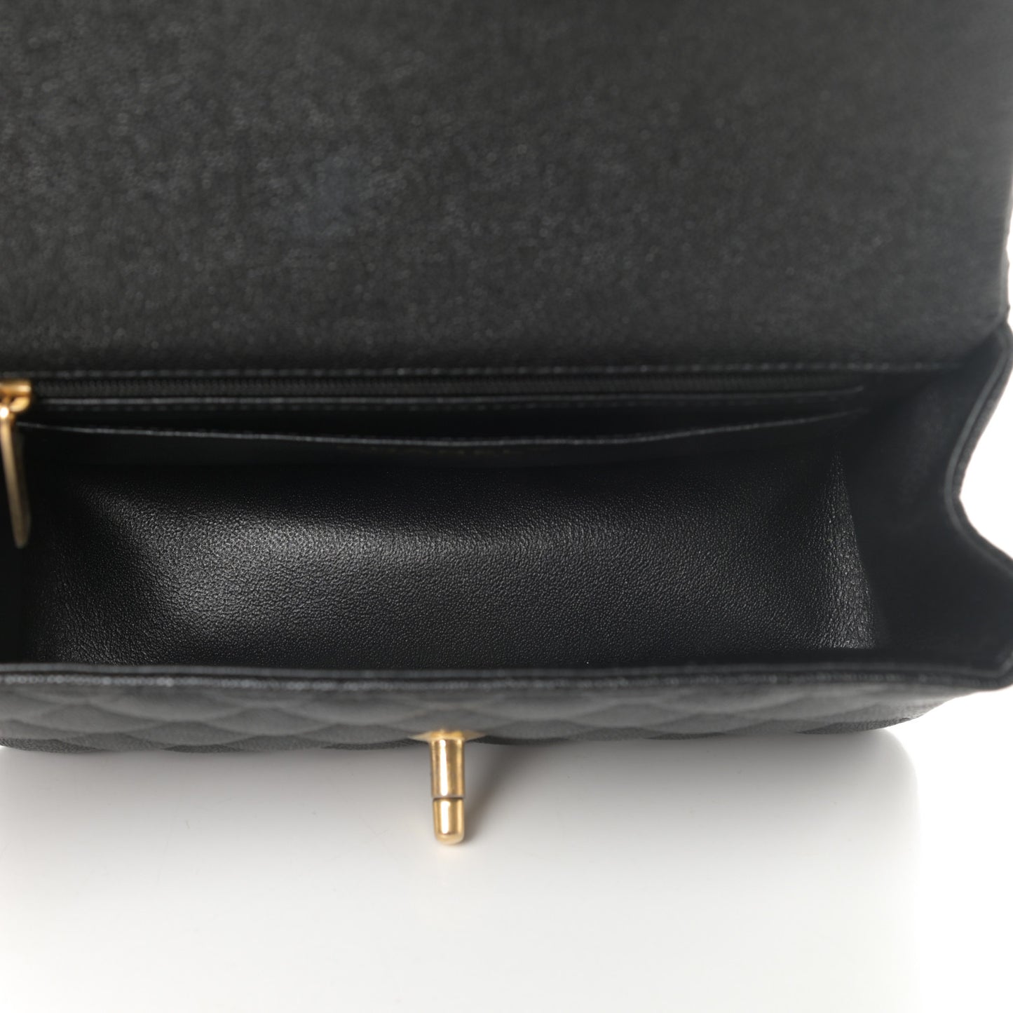 Caviar Quilted Mini Top Handle Rectangular Flap Black