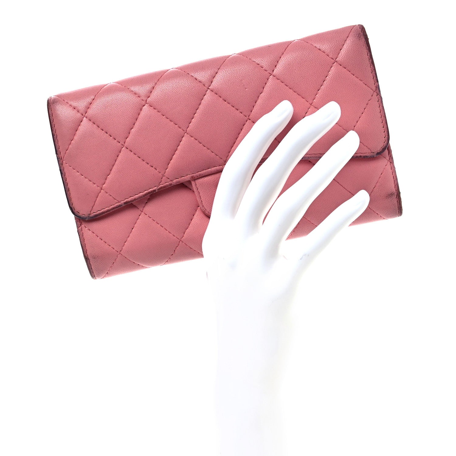 Chanel Lambskin Quilted Large Gusset Flap Wallet Pink 2 of 13