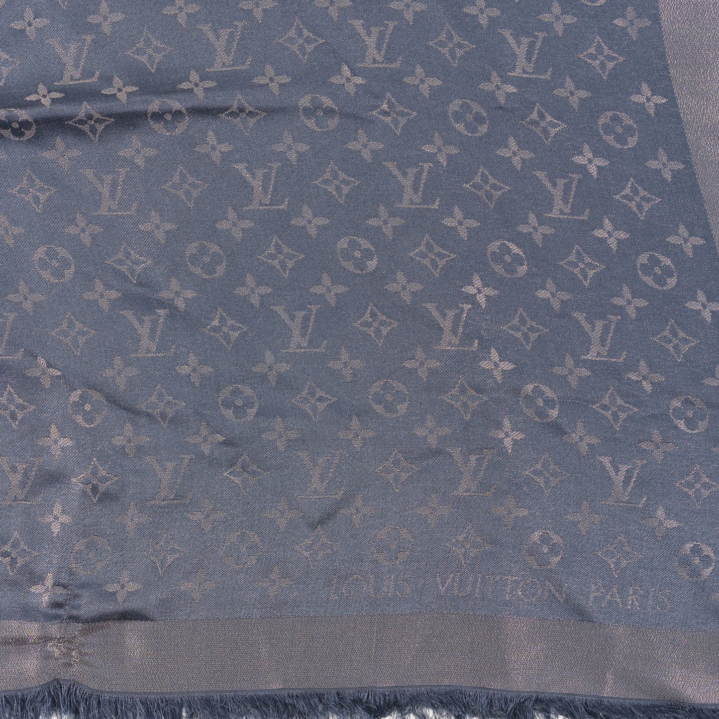 Silk Lurex Wool Monogram Shine Shawl Charcoal Grey