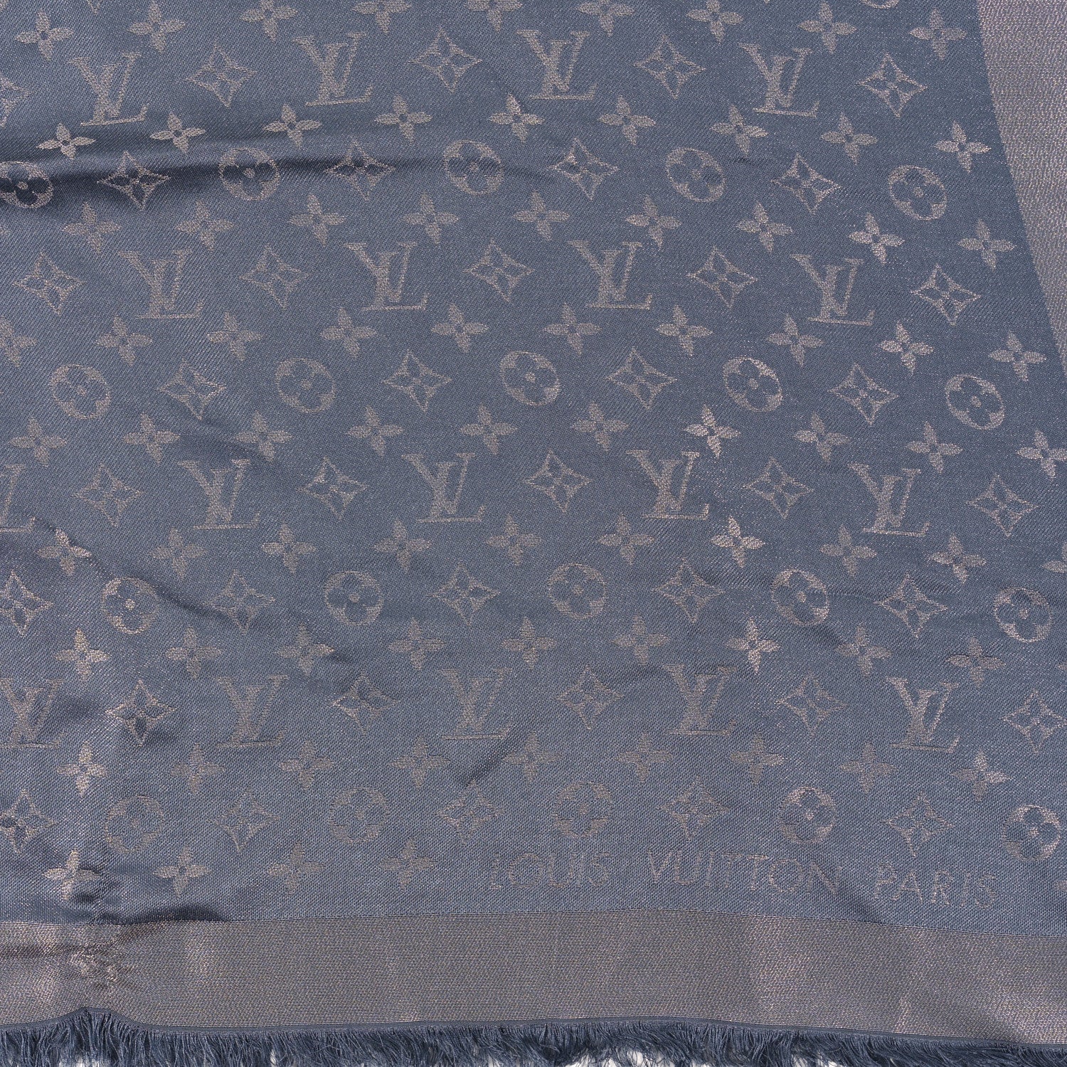 Louis Vuitton Silk Lurex Wool Monogram Shine Shawl Charcoal Grey 2 of 3
