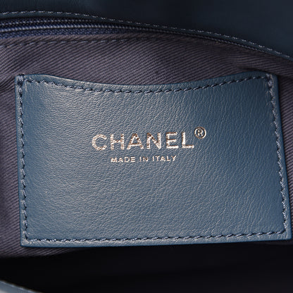 Chanel Distressed Lambskin Quilted Just Mademoiselle Bowling Bag Dark Blue 6 of 9
