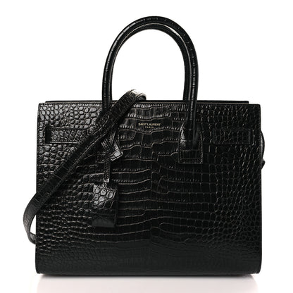Saint Laurent Calfskin Crocodile Embossed Baby Sac De Jour Black 3 of 10