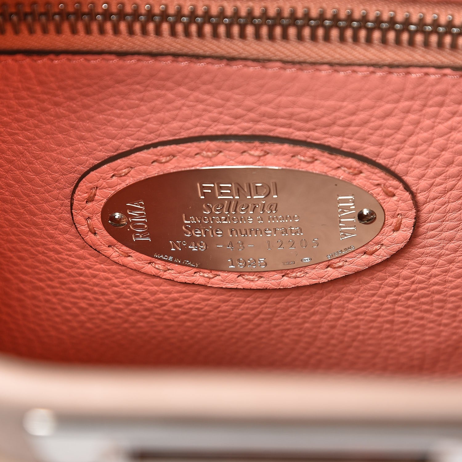 Fendi Cuoio Romano Selleria Bi-Color Medium Peekaboo Iconic Satchel Rosa Plaster Pesca 7 of 10