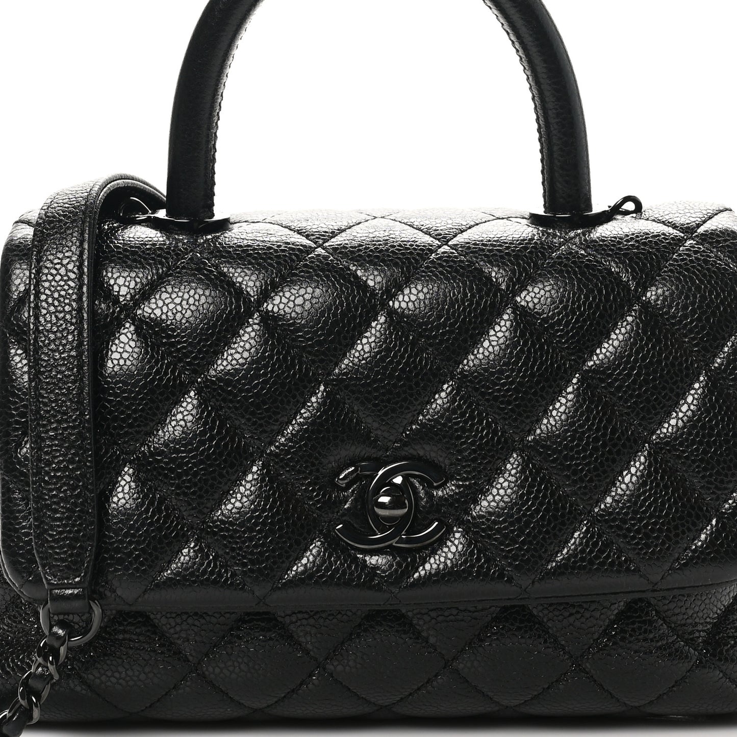 Caviar Quilted Mini Coco Handle Flap So Black
