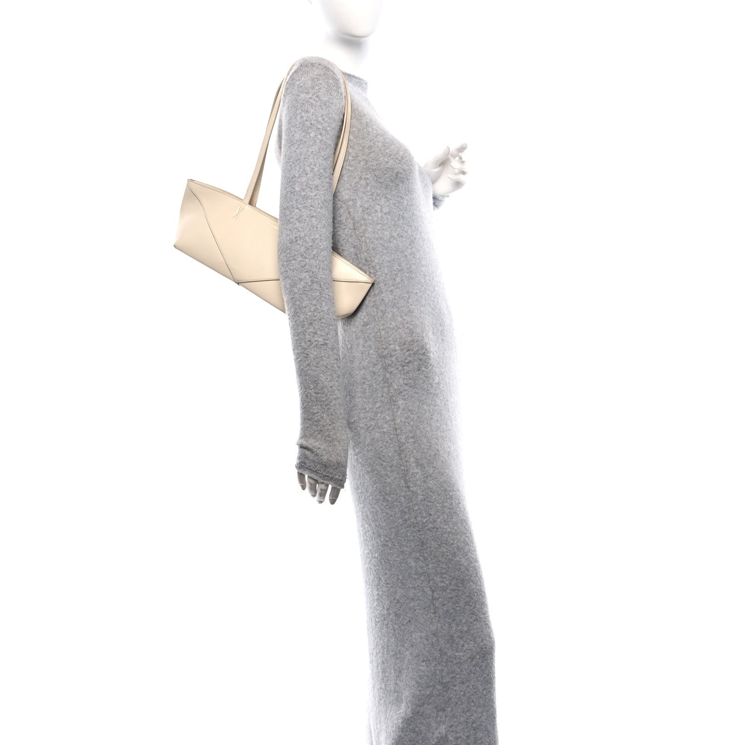 Loewe Shiny Calfskin Mini Cropped Puzzle Fold Tote White 3 of 11
