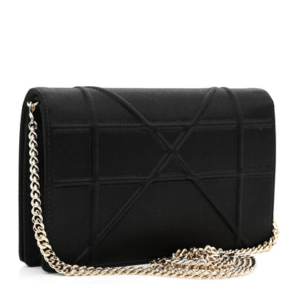 Christian Dior Satin Diorama Wallet on Chain Pouch Black 3 of 11
