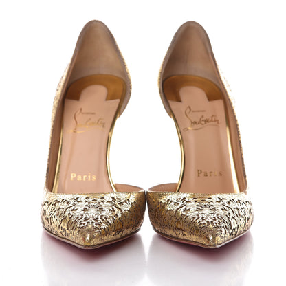 Christian Louboutin Patent Laser Cut Iriza 100 Pumps 36.5 Gold 2 of 10
