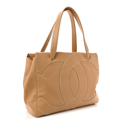Chanel Caviar CC Stitched Medium Tote Beige 3 of 13
