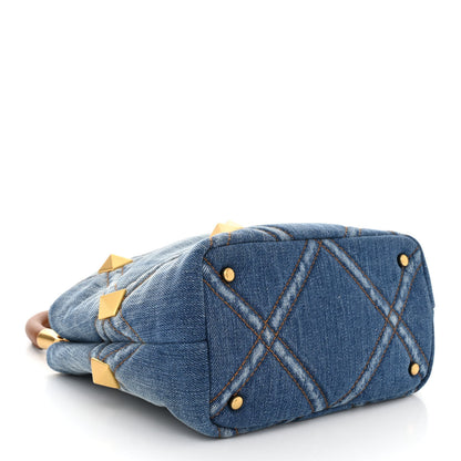 Valentino Garavani Denim Small Roman Stud The Handle Bag Light Denim Selleria 4 of 9