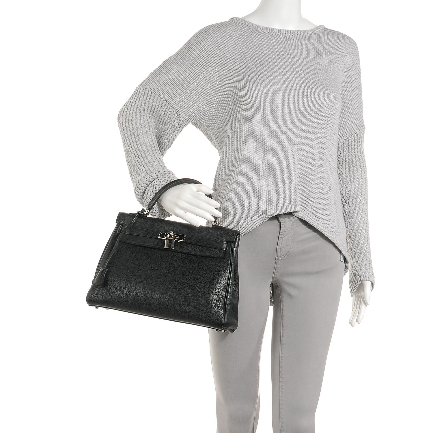 Hermes Taurillon Clemence Kelly 32 Black 2 of 9